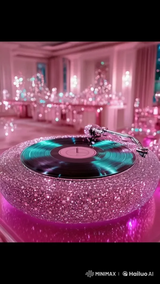 Luxurious Rhinestone Turntable in Dreamy Opulence – AI Generated Video | Hailuo AI