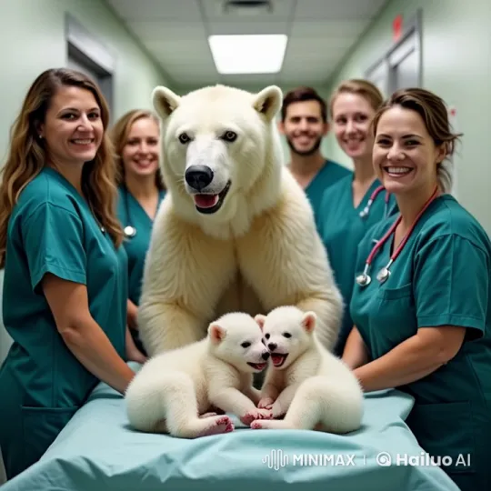 Veterinary Hospital Celebrates Successful Bear Cub Birth – AI Generated Video | Hailuo AI