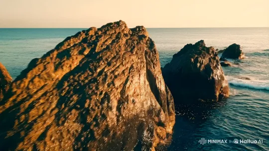 Sunset Rocks: Sea's Gentle Embrace – AI Generated Video | Hailuo AI