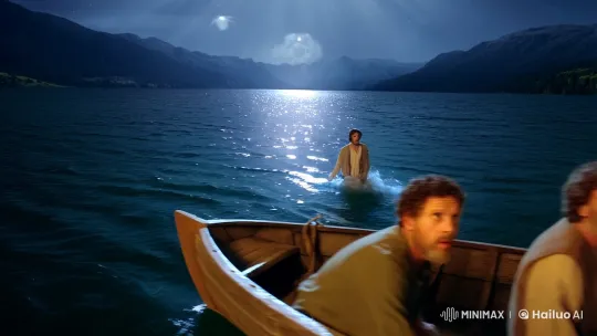 Peter Walks on Water with Jesus – AI Generated Video | Hailuo AI