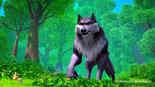 Unexpected Friendship: Wolf and Rabbit in the Forest – AI Generated Video | Hailuo AI