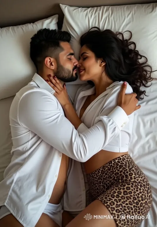 Intimate Couple Embracing and Kissing on Bed – AI Generated Video | Hailuo AI