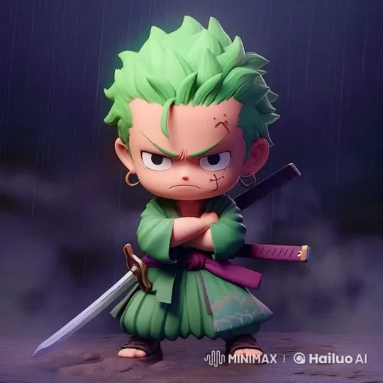 Chibi Warrior Practices Swordplay in Rainy Live2D Animation – AI Generated Video | Hailuo AI