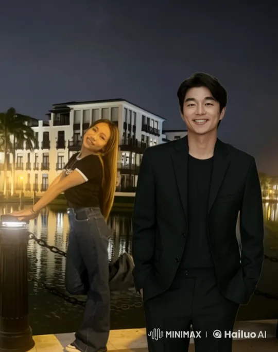 Romantic Couple Embraces by Nighttime Waterfront – AI Generated Video | Hailuo AI