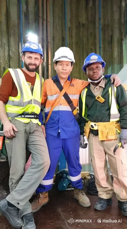Construction Workers Perform Kung Fu in Industrial Setting – AI Generated Video | Hailuo AI