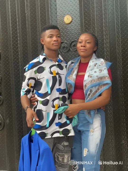 Couple's Intimate Moments in Front of Decorated Door – AI Generated Video | Hailuo AI