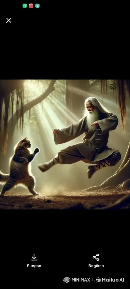 Mystical Forest Duel: Old Man vs. Martial Cat – AI Generated Video | Hailuo AI