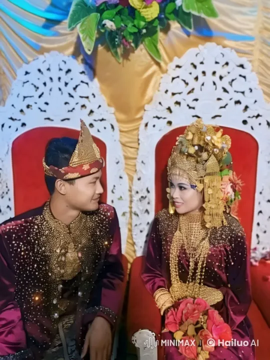 Maroon-Clad Couple in Live2D Display Graceful Kungfu in Wedding Attire – AI Generated Video | Hailuo AI