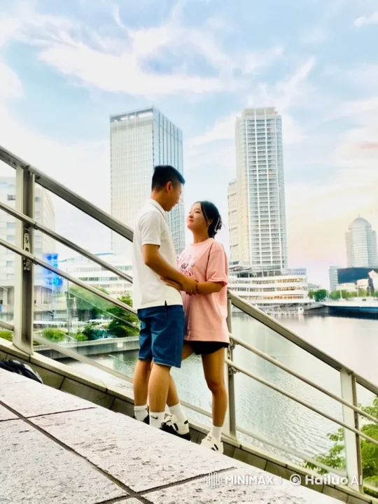 Couple Practicing Kung Fu in Urban Waterfront Setting – AI Generated Video | Hailuo AI