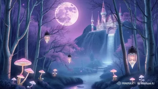 Enchanted Moonlit Forest with Mystical Castle – AI Generated Video | Hailuo AI
