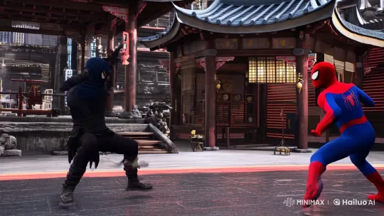 Spider-Man Battles Ninja in Futuristic Dojo Fight – AI Generated Video | Hailuo AI