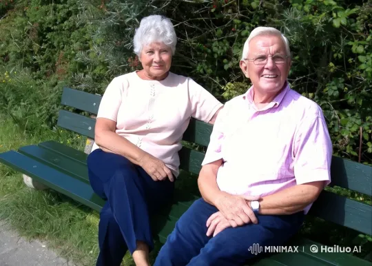 Elderly Couple's Tender Moment on a Bench – AI Generated Video | Hailuo AI
