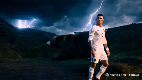 Cristiano Ronaldo Faces Menacing Bear in Dramatic Clip – AI Generated Video | Hailuo AI