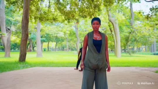 Woman in Park Delivers Dynamic Kung Fu Display – AI Generated Video | Hailuo AI