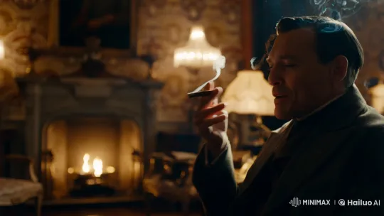 Contemplative Man in Opulent Room with Smoke Artistry – AI Generated Video | Hailuo AI