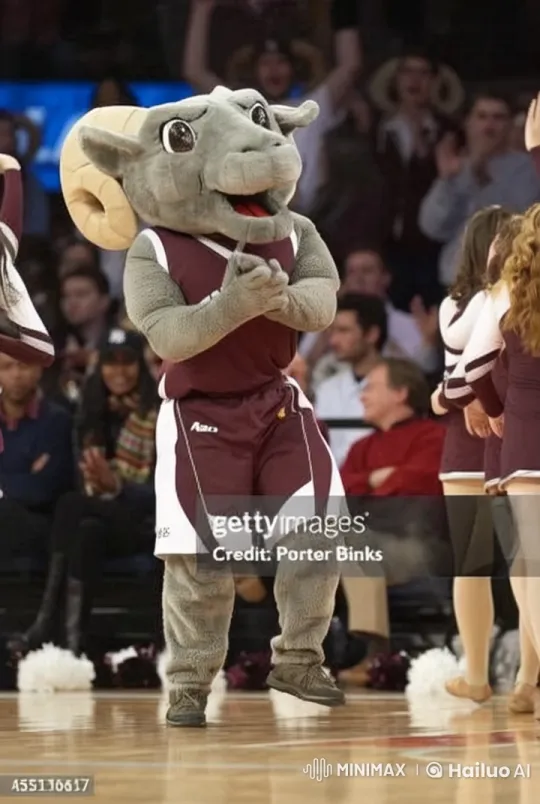 Hispanic Woman Surprises as Ram Mascot Unmasks at Basketball Game – AI Generated Video | Hailuo AI