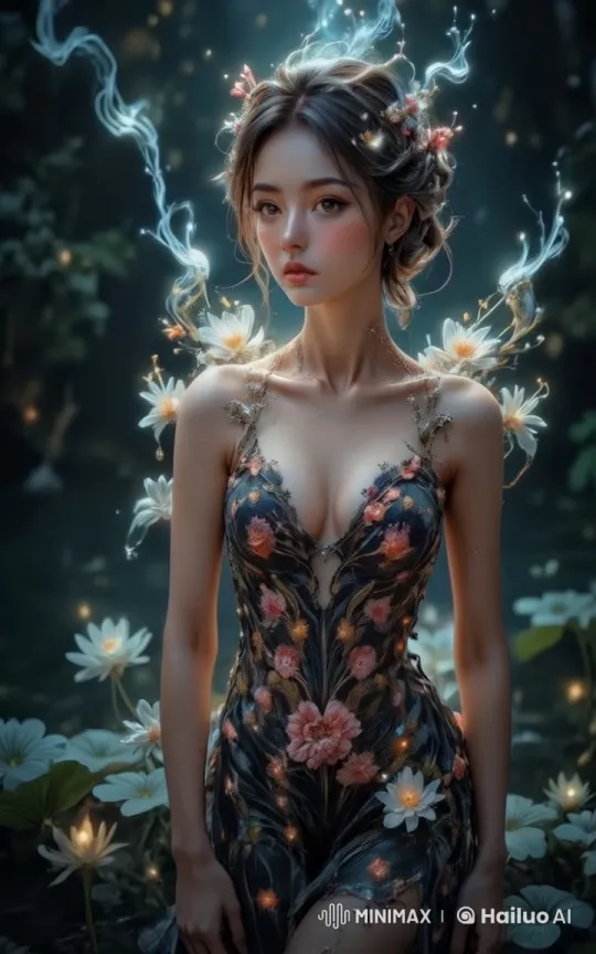 Indian Model Poses in Ethereal Floral Setting – AI Generated Video | Hailuo AI