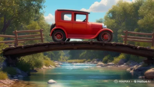 Vintage Car's Tranquil Journey to Rustic House – AI Generated Video | Hailuo AI
