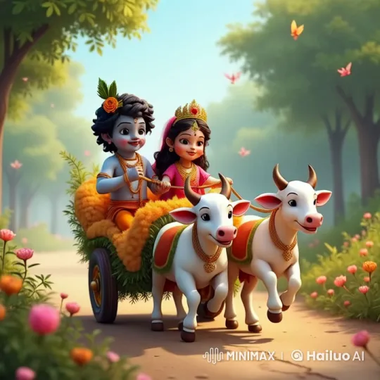 Divine Love: Little Krishna and Radha's Enchanted Journey – AI Generated Video | Hailuo AI
