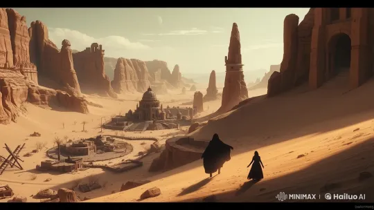 Desert Ruins: Echoes of a Forgotten City in Wind's Embrace – AI Generated Video | Hailuo AI