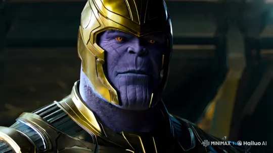 Thanos' Dramatic Emergence: Chiaroscuro and Camera Craft – AI Generated Video | Hailuo AI