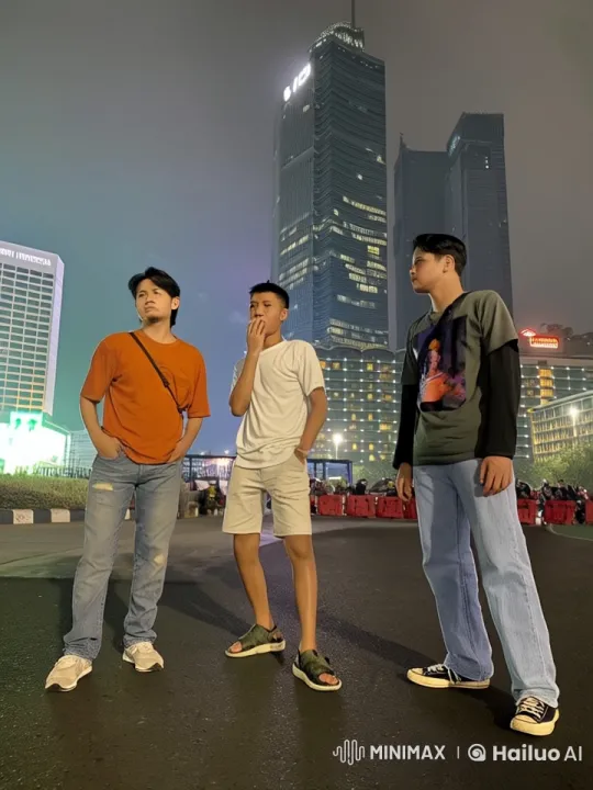 Three Young Men Engage in Dramatic Kungfu Fight in Urban Night – AI Generated Video | Hailuo AI