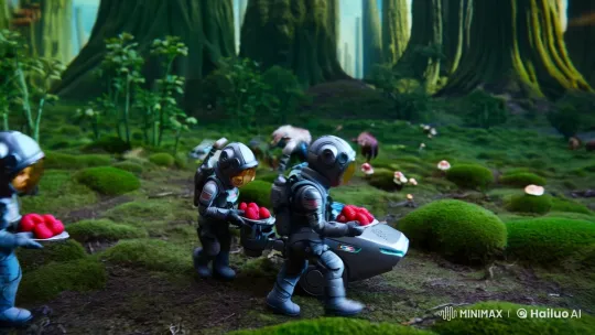 Futuristic Explorers in Miniature Alien World – AI Generated Video | Hailuo AI