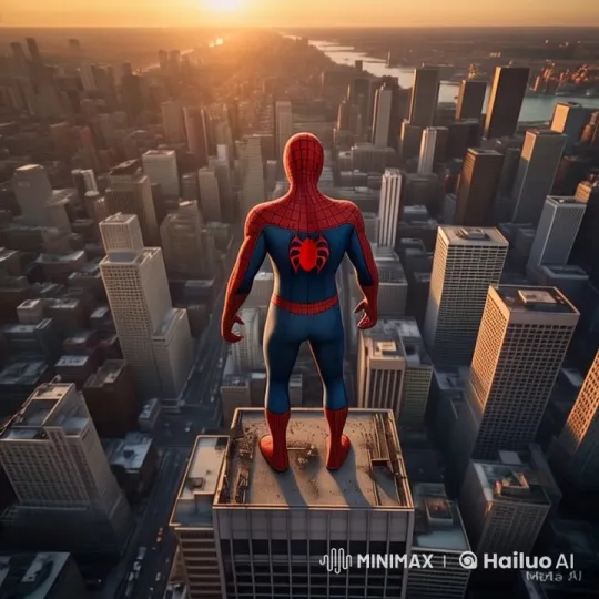 Spider-Man Leaps into Sunset Cityscape – AI Generated Video | Hailuo AI