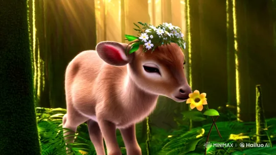 Magical Fabled Deer in Enchanted Forest Setting – AI Generated Video | Hailuo AI