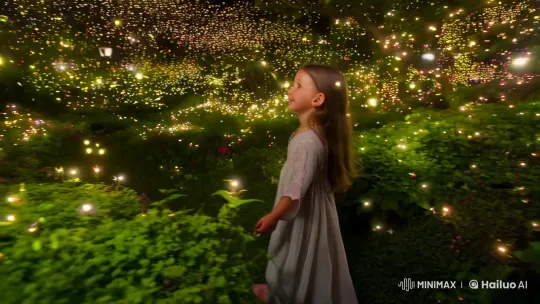 Magical Firefly Garden: Girl's Enchanted Encounter – AI Generated Video | Hailuo AI