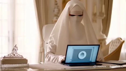Naqabi Girl in Elegant White Amidst Modern Aesthetic Home – AI Generated Video | Hailuo AI