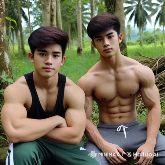 Two Men Embrace and Kiss in Serene Forest Setting – AI Generated Video | Hailuo AI