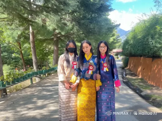 Bhutanese Women Celebrate with Kungfu in Lush Scenery – AI Generated Video | Hailuo AI