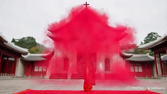 Possessed Woman in Crimson: Aesthetic Horror Scene – AI Generated Video | Hailuo AI