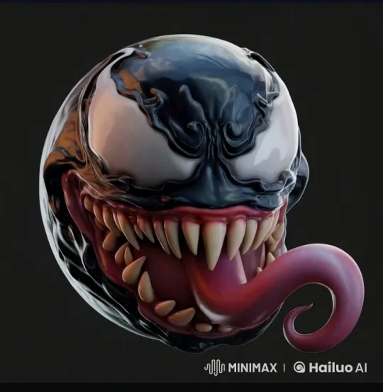 Venom's Tongue: Realistic, Eerie Motion in Glossy 3D Render – AI Generated Video | Hailuo AI