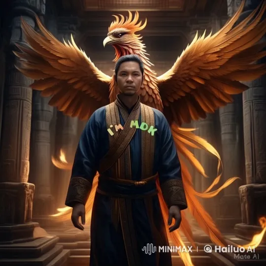 Traditional Man Walks Amidst Phoenix in Ancient Temple – AI Generated Video | Hailuo AI