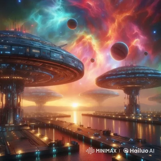Futuristic Spaceport at Sunset with Dynamic Animation – AI Generated Video | Hailuo AI