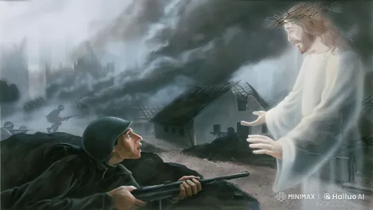 Divine Intervention: Soldier's Gun Broken by Christ – AI Generated Video | Hailuo AI