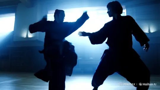 Martial Artist's Graceful Combat Display in Atmospheric Dojo – AI Generated Video | Hailuo AI
