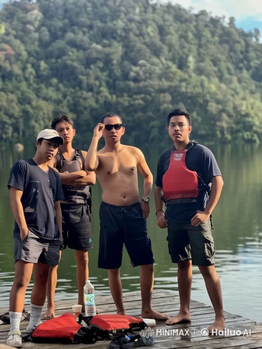 Four Young Men Display Martial Arts Skills in Lakeside Setting – AI Generated Video | Hailuo AI