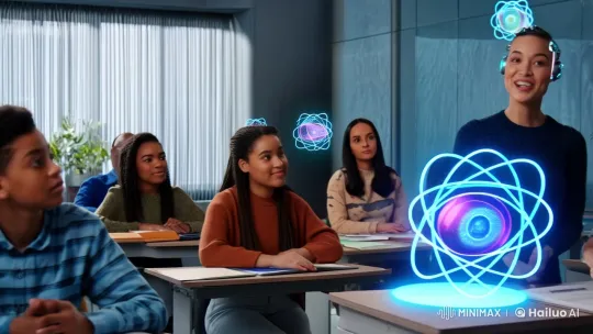 Futuristic Classroom: AI-Enhanced Quantum Physics Education – AI Generated Video | Hailuo AI