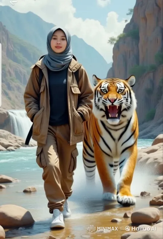 Animated Walk in Majestic Mountains with Tiger – AI Generated Video | Hailuo AI