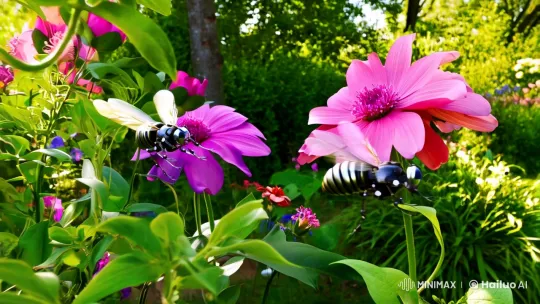 Cybernetic Bees: Beauty and Decay in a Lush Garden – AI Generated Video | Hailuo AI