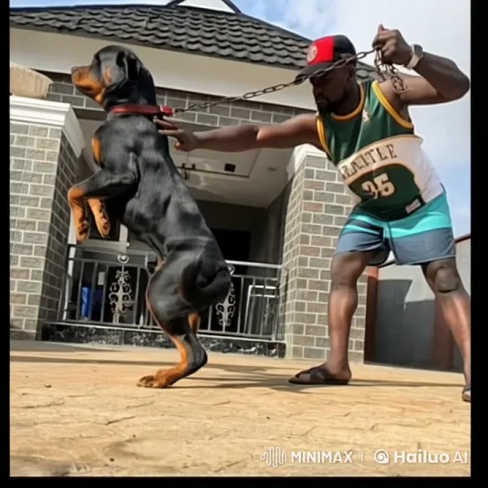 Man and Rottweiler Perform Kung Fu in Live2D Animated Scene – AI Generated Video | Hailuo AI