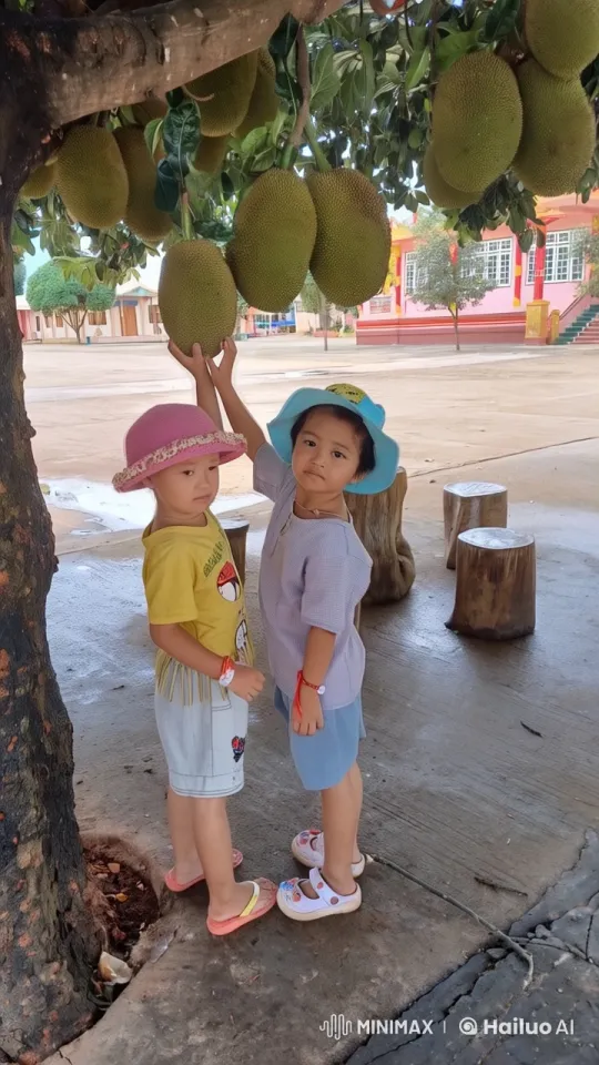 Children Playing with Jackfruits Under a Swaying Tree – AI Generated Video | Hailuo AI