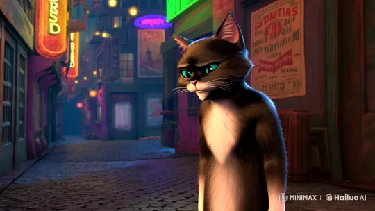 Cat with Antique Gun in Vintage Alleyway Scene – AI Generated Video | Hailuo AI