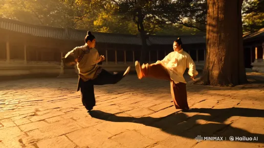 Ancient Temple Kung Fu Fight with Graceful Camera Work – AI Generated Video | Hailuo AI