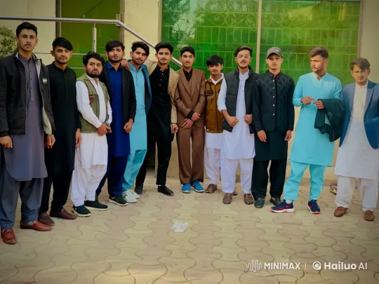 Young Men in Traditional Attire Pose Outside Building – AI Generated Video | Hailuo AI