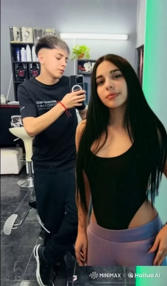 Romantic Moment in a Modern Barbershop Setting – AI Generated Video | Hailuo AI