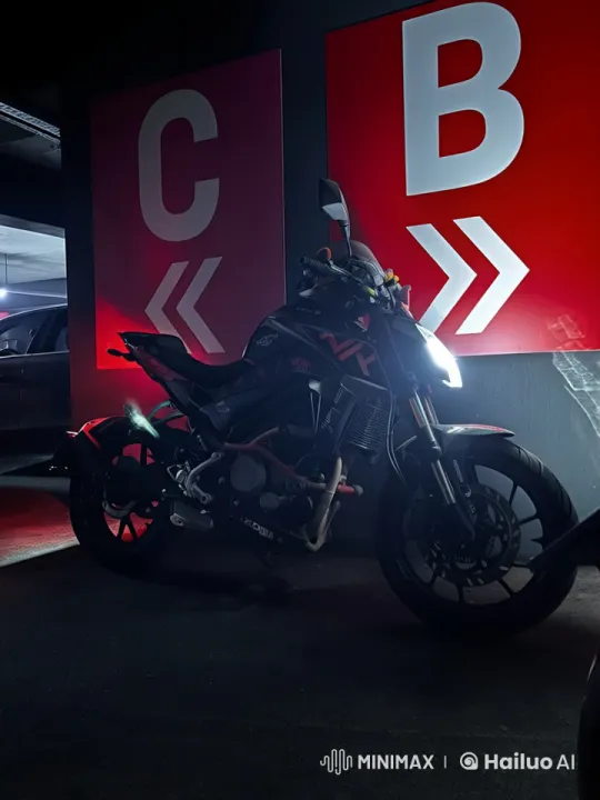 Live2D Motorcycle Wheel Spin with Sparks in Dim Garage – AI Generated Video | Hailuo AI